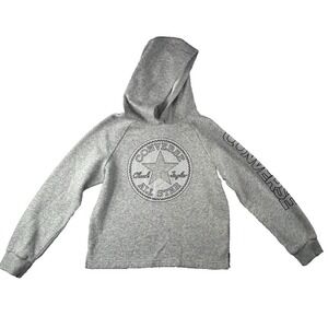 Converse All Star Hoodie Girls Sz M Gray Pullover Casual‎ Logo Cozy Comfy Pacsun